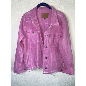 SANCTUARY western Denim pink Jacket Women M Distress Raw Hem y2k 90s retro
